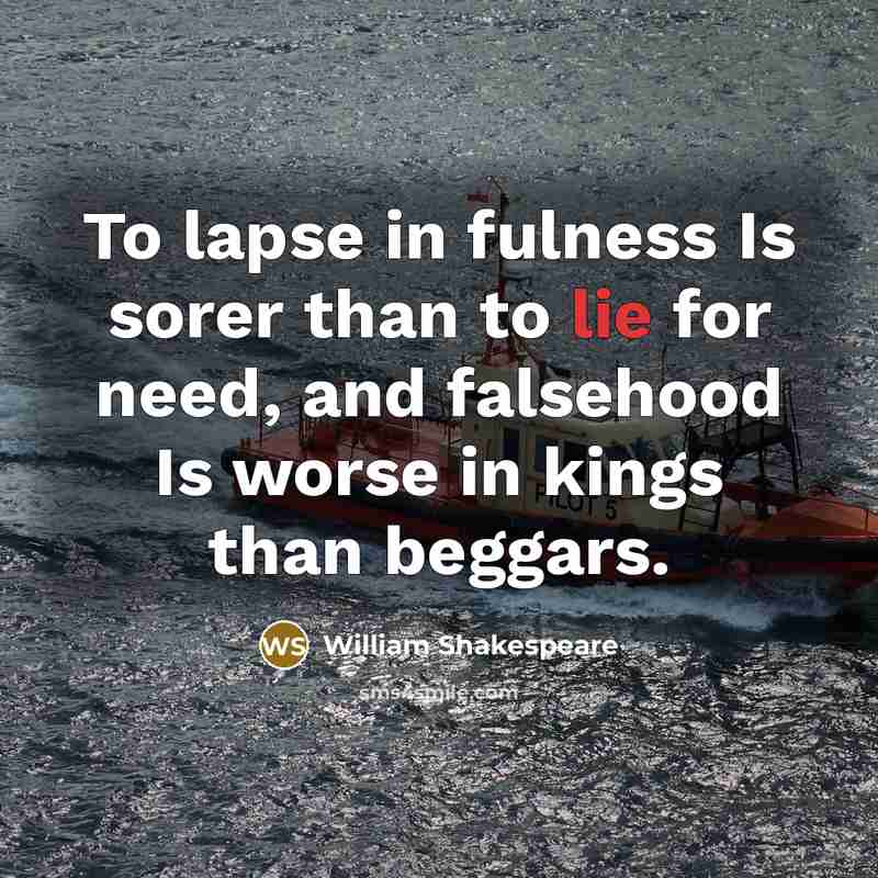 “To lapse in fulness Is sorer than to lie for…” quote by William Shakespeare