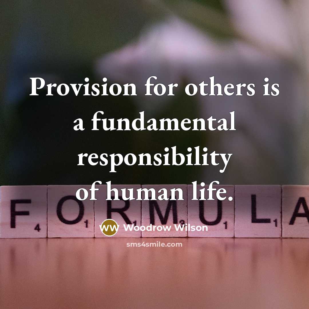 “Provision for others is a fundamental responsibility of human life.…” quote by Woodrow Wilson