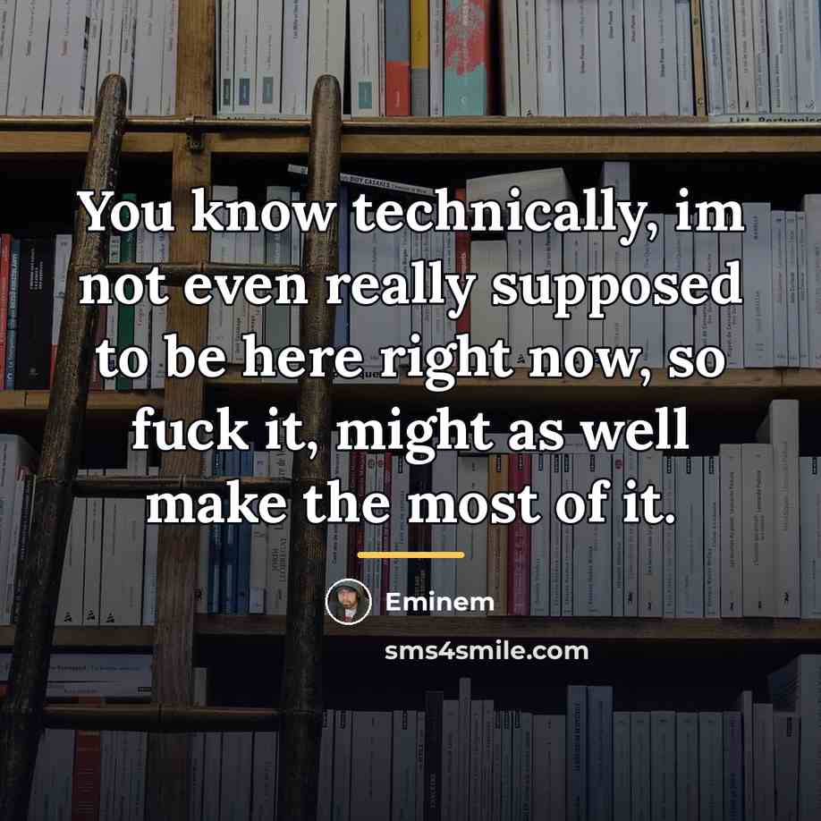 “You know technically, im not even really supposed to be…” quote by Eminem