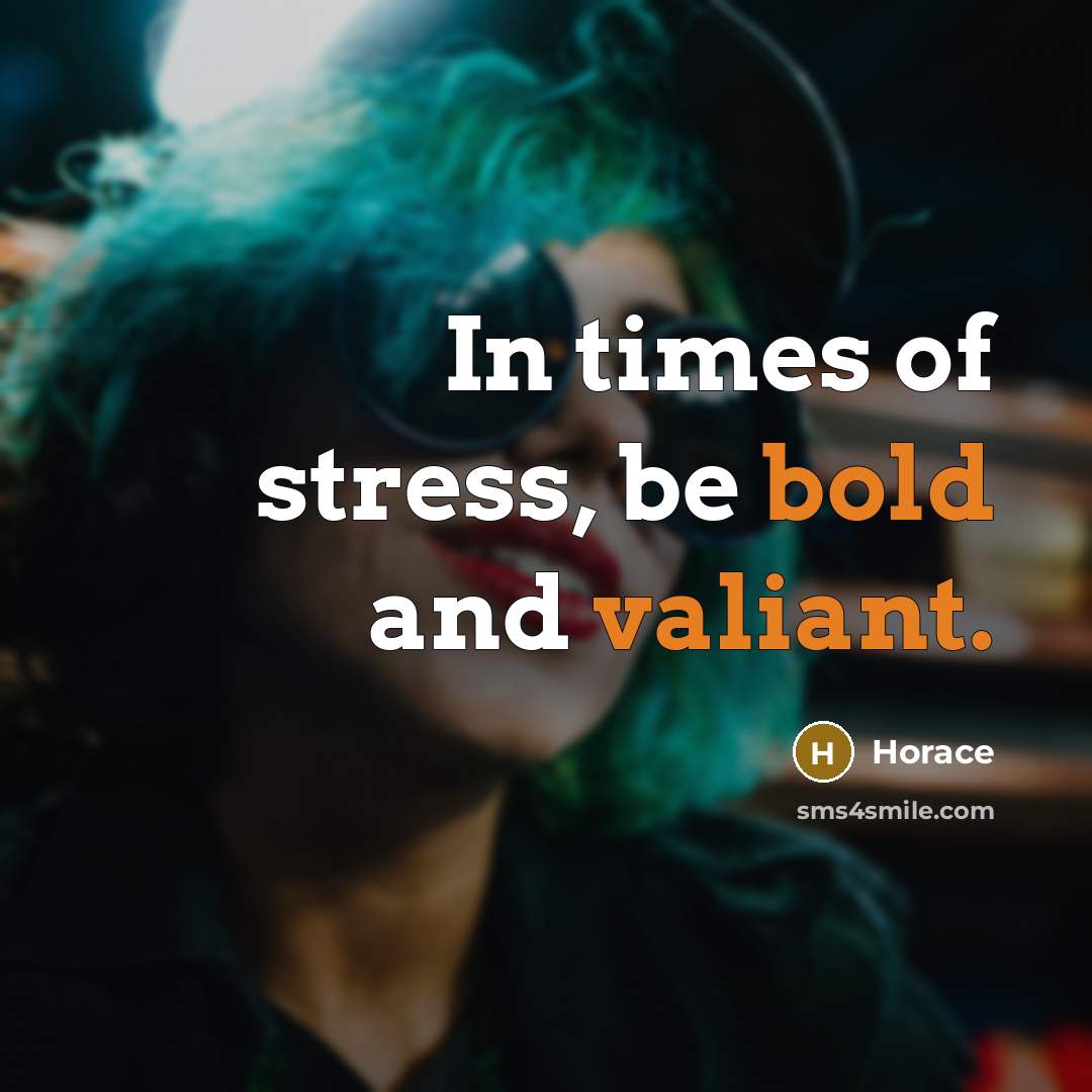 “In times of stress, be bold and valiant.” quote by Horace