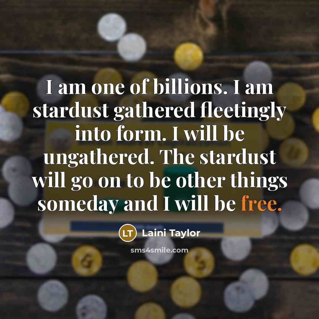 “I am one of billions. I am stardust gathered fleetingly…” quote by Laini Taylor