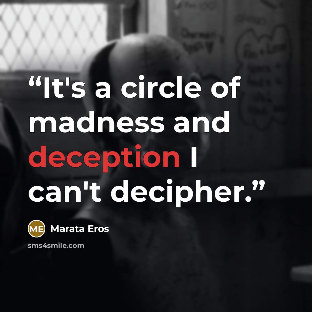 “It's a circle of madness and deception I can't decipher.” quote by Marata Eros