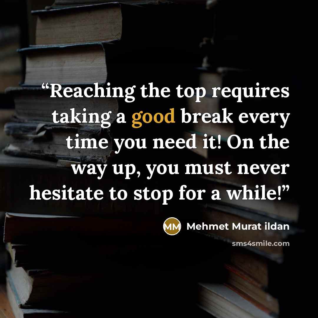 “Reaching the top requires taking a good break every time you need it! On the way up, you must never hesitate to stop for a while!” quote by Mehmet Murat ildan