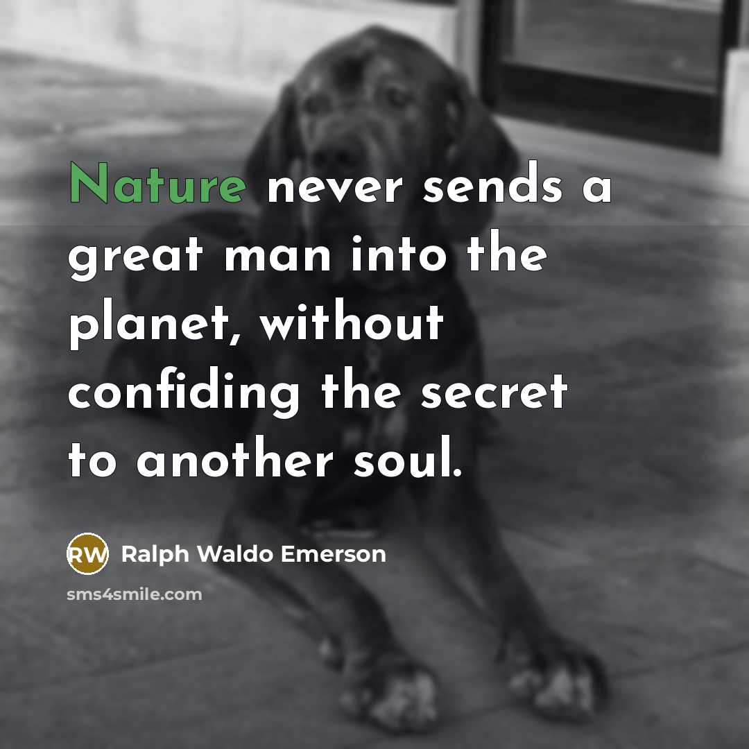 “Nature never sends a great man into the planet, without…” quote by Ralph Waldo Emerson