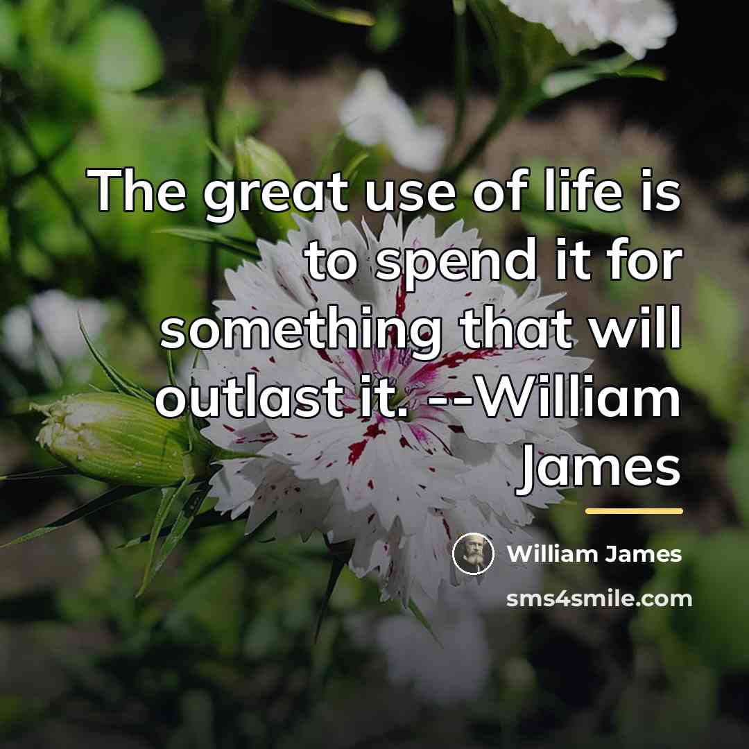 “The great use of life is to spend it for…” quote by William James