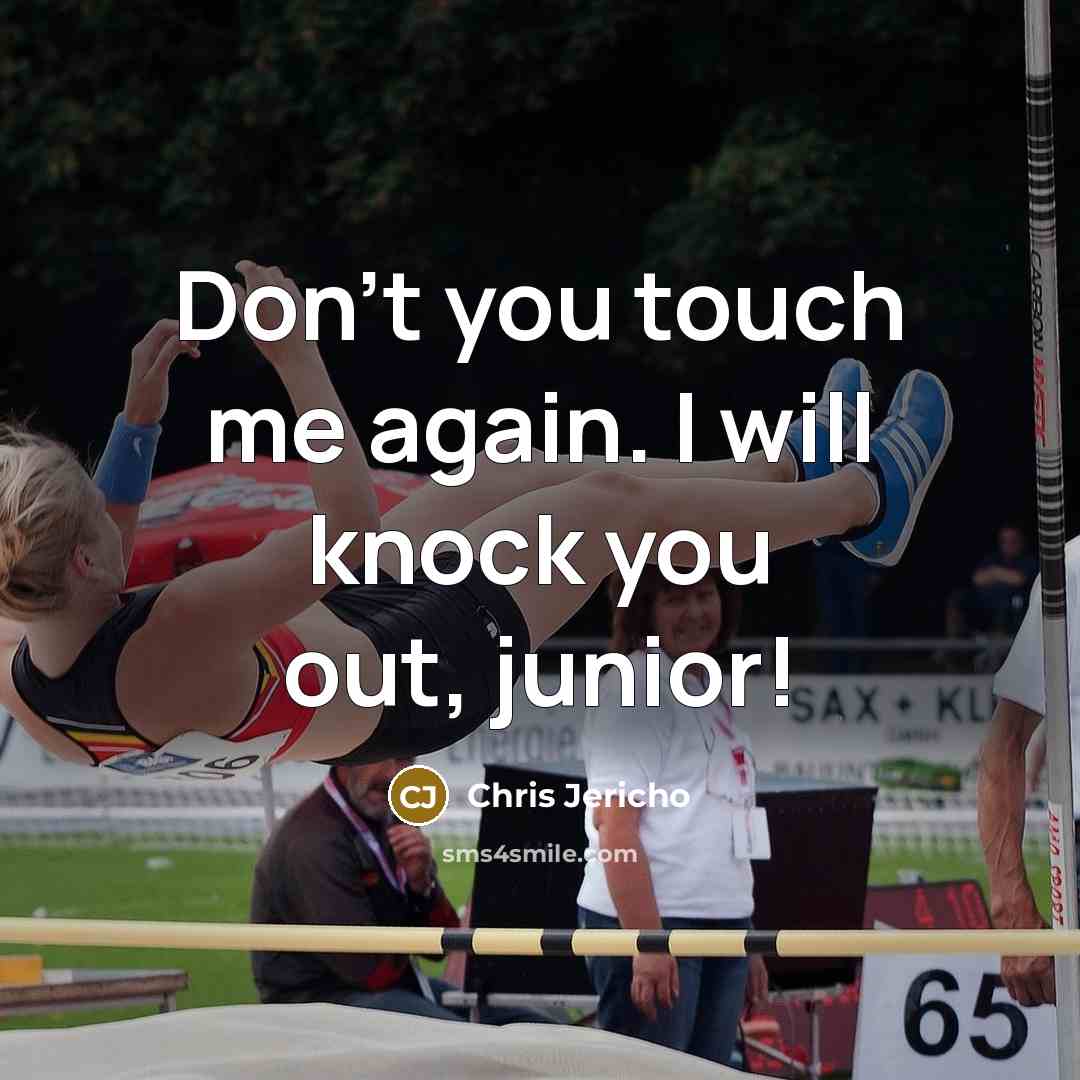 “Don't you touch me again. I will knock you out,…” quote by Chris Jericho