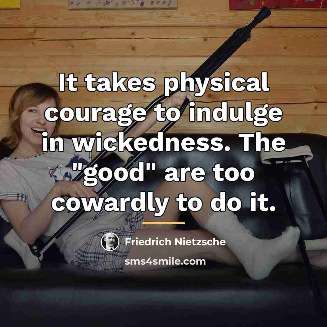 “It takes physical courage to indulge in wickedness. The "good"…” quote by Friedrich Nietzsche