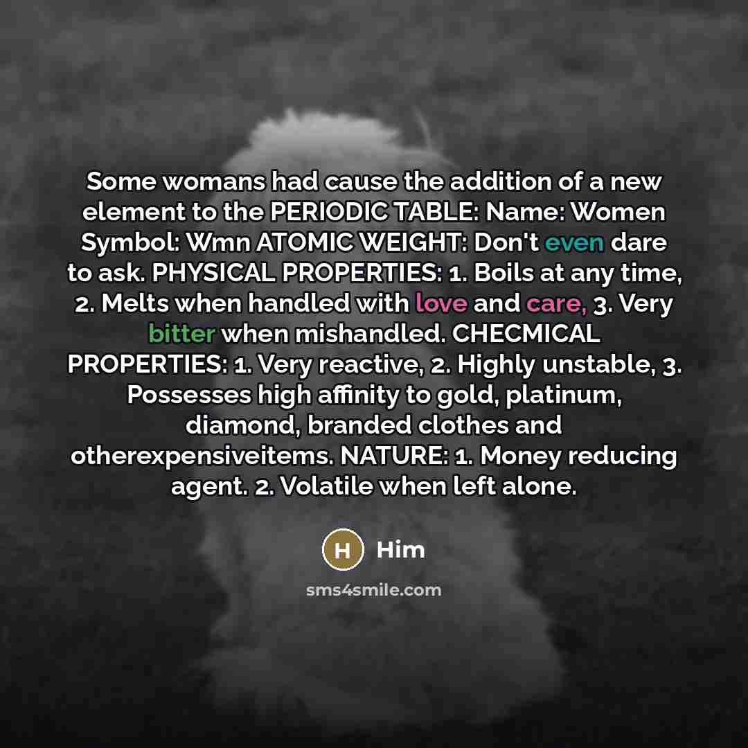 “Some womans had cause the addition of a new element…” quote by Him