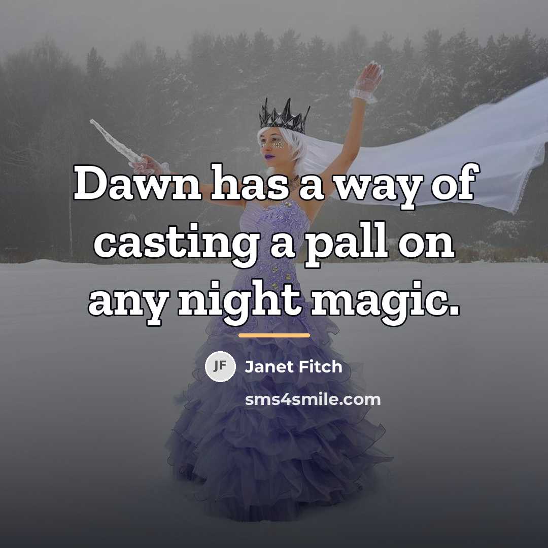 “Dawn has a way of casting a pall on any…” quote by Janet Fitch