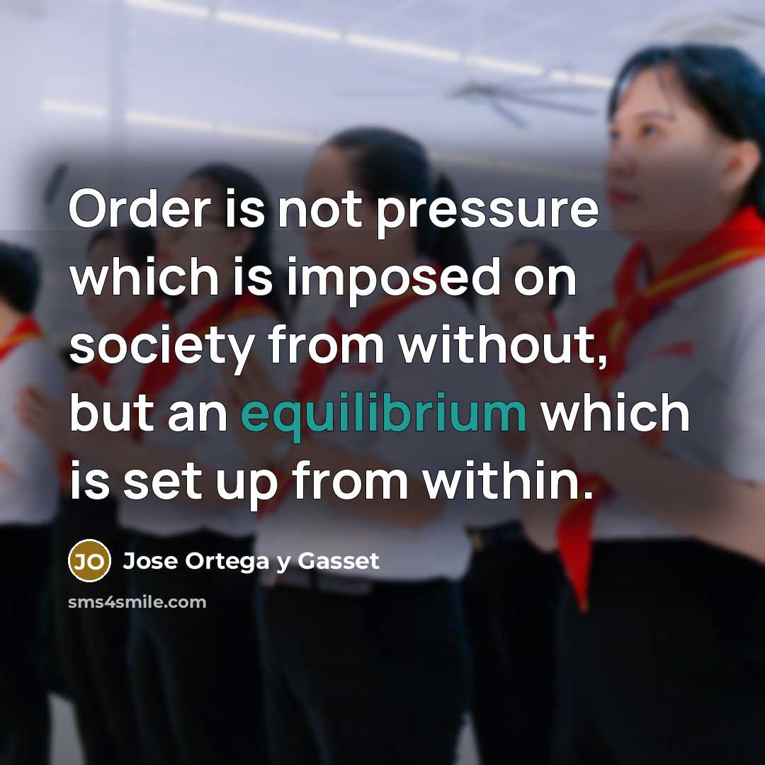 “Order is not pressure which is imposed on society from…” quote by Jose Ortega y Gasset