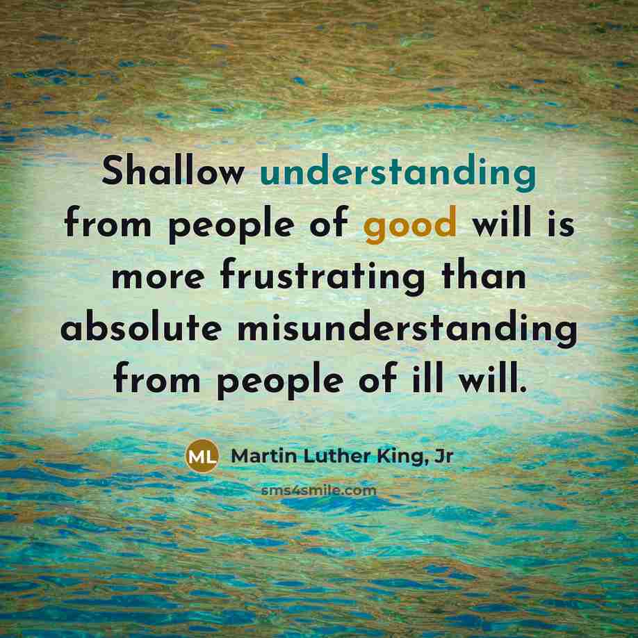 “Shallow understanding from people of good will is more frustrating…” quote by Martin Luther King, Jr