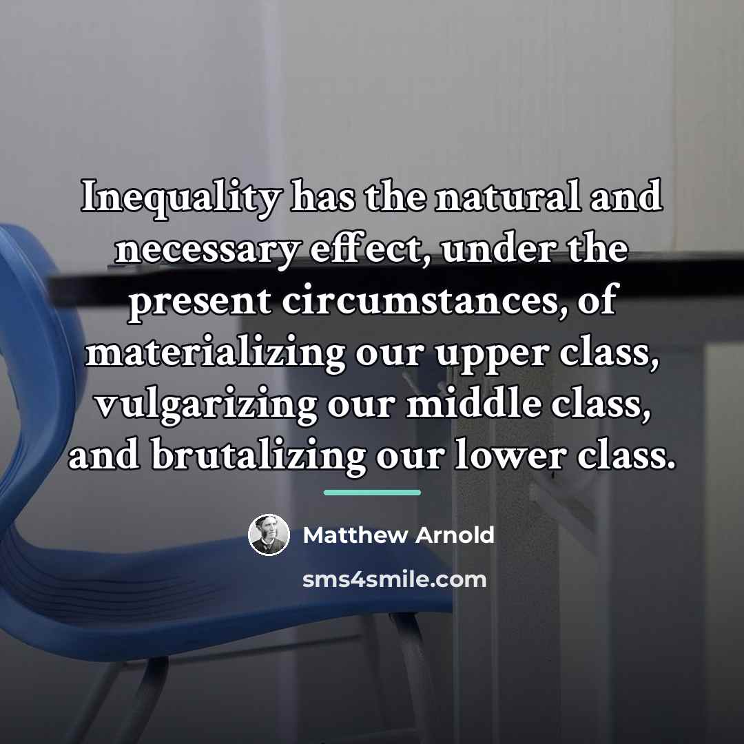 “Inequality has the natural and necessary effect, under the present…” quote by Matthew Arnold