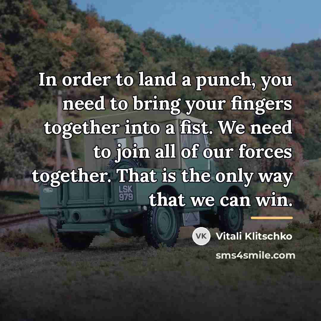“In order to land a punch, you need to bring…” quote by Vitali Klitschko