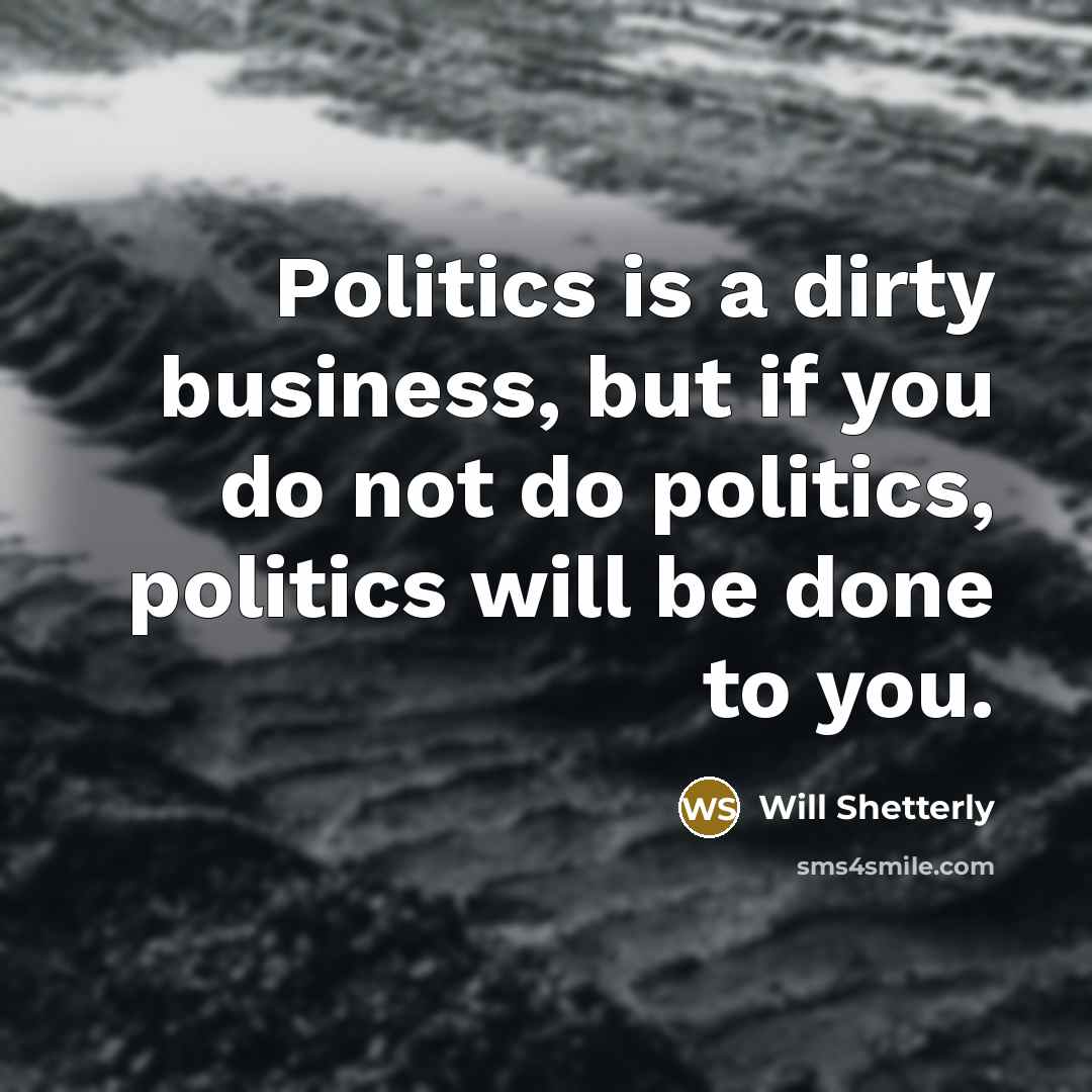 “Politics is a dirty business, but if you do not…” quote by Will Shetterly