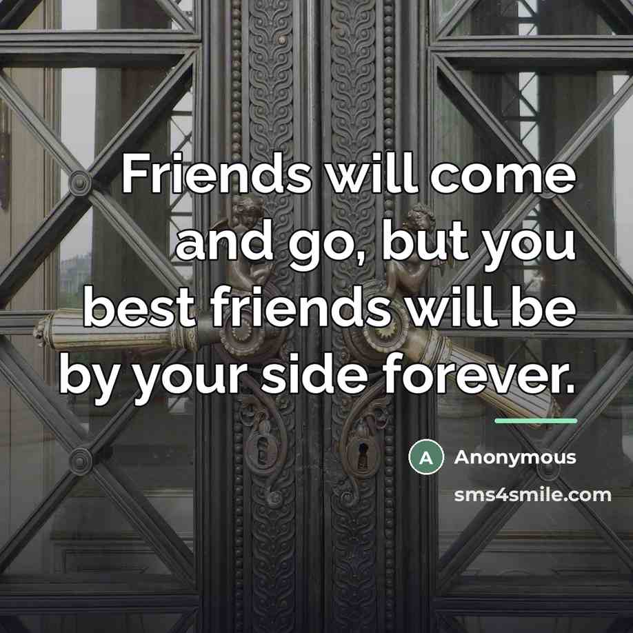 “Friends will come and go, but you best friends will…” quote by Anonymous