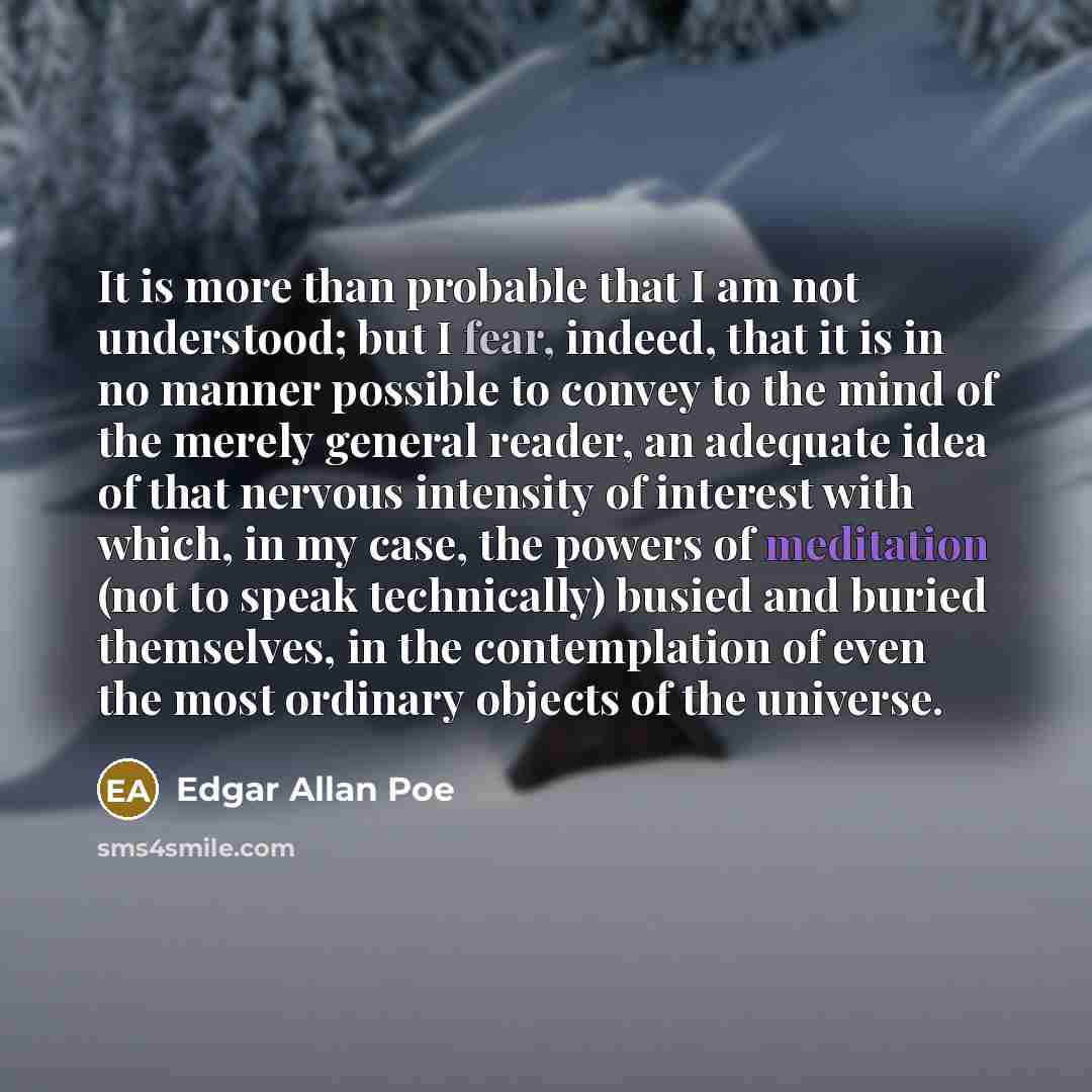 “It is more than probable that I am not understood;…” quote by Edgar Allan Poe