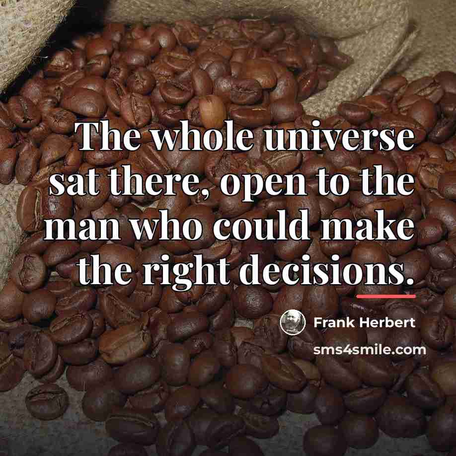 “The whole universe sat there, open to the man who…” quote by Frank Herbert