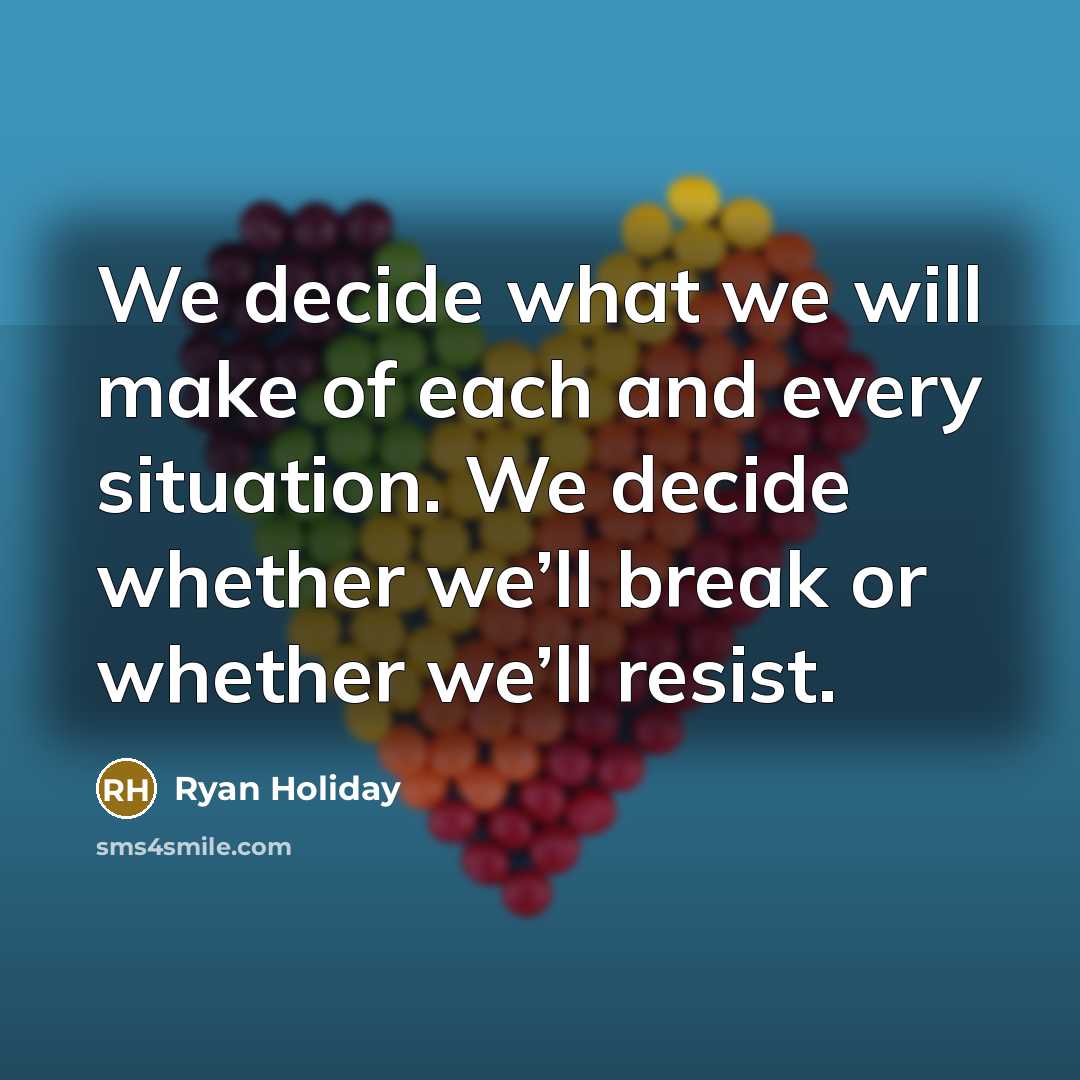 “We decide what we will make of each and every…” quote by Ryan Holiday