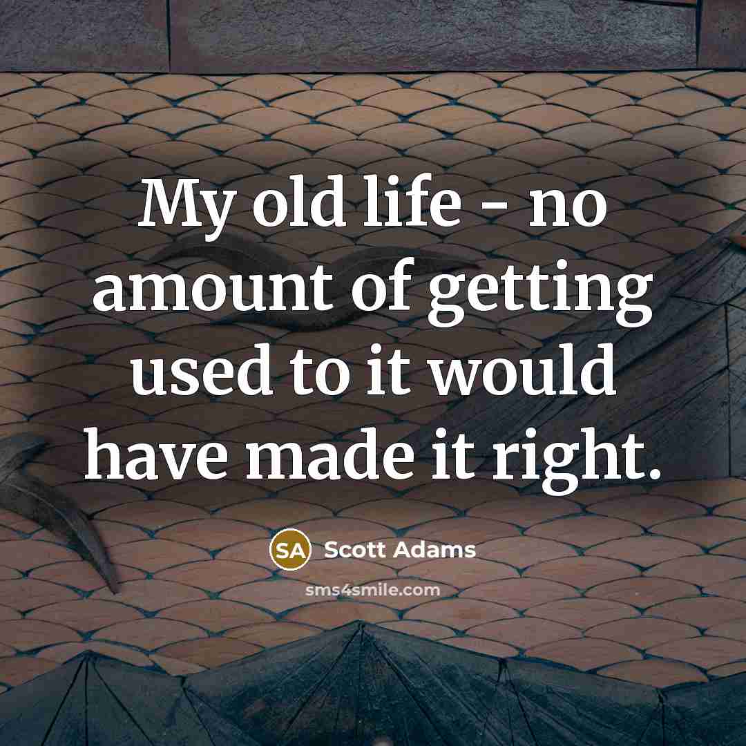 “My old life - no amount of getting used to…” quote by Scott Adams