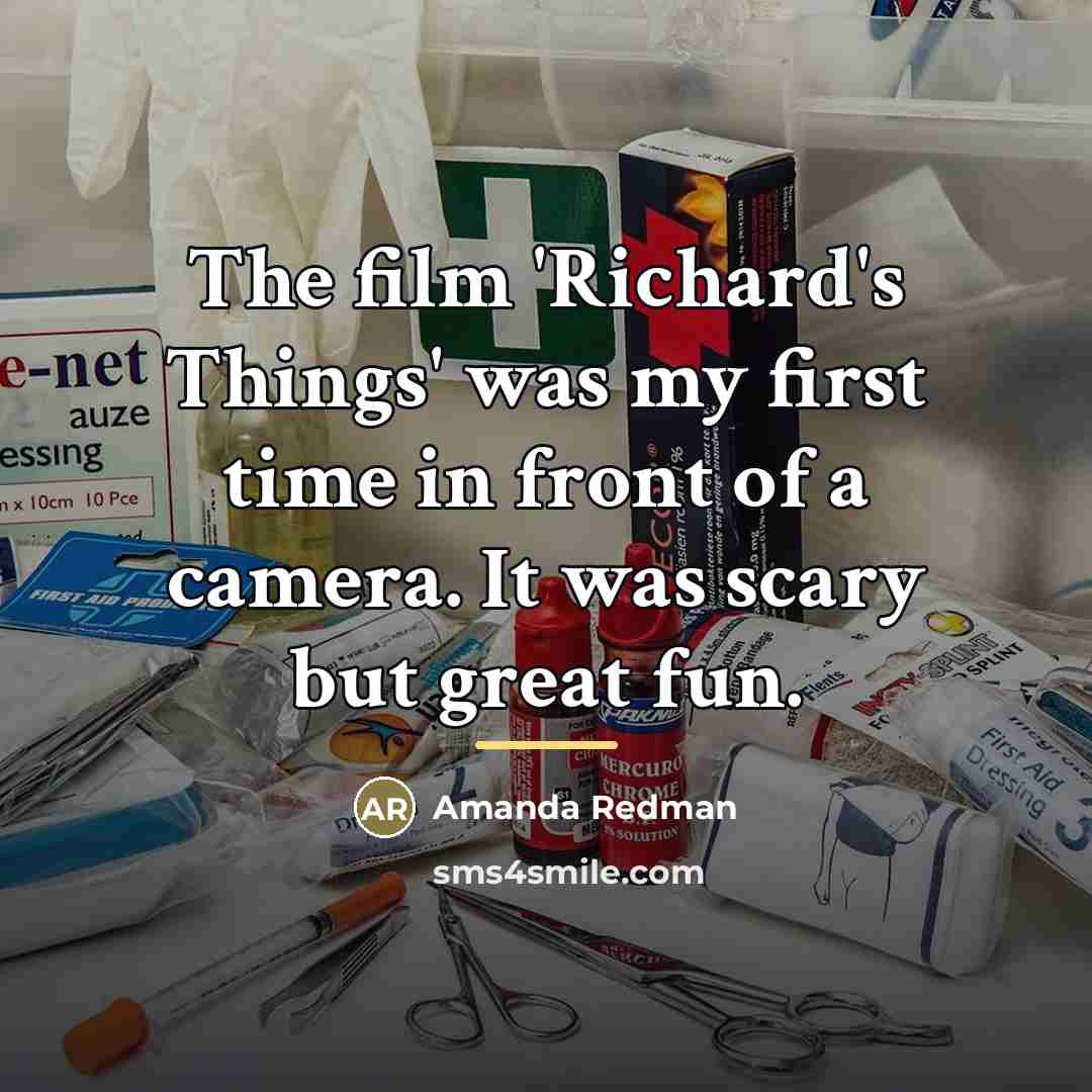 “The film 'Richard's Things' was my first time in front…” quote by Amanda Redman