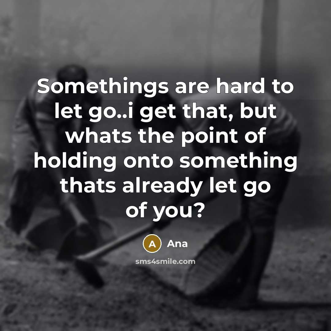 “Somethings are hard to let go..i get that, but whats the point of holding onto something thats already let go of you?” quote by Ana