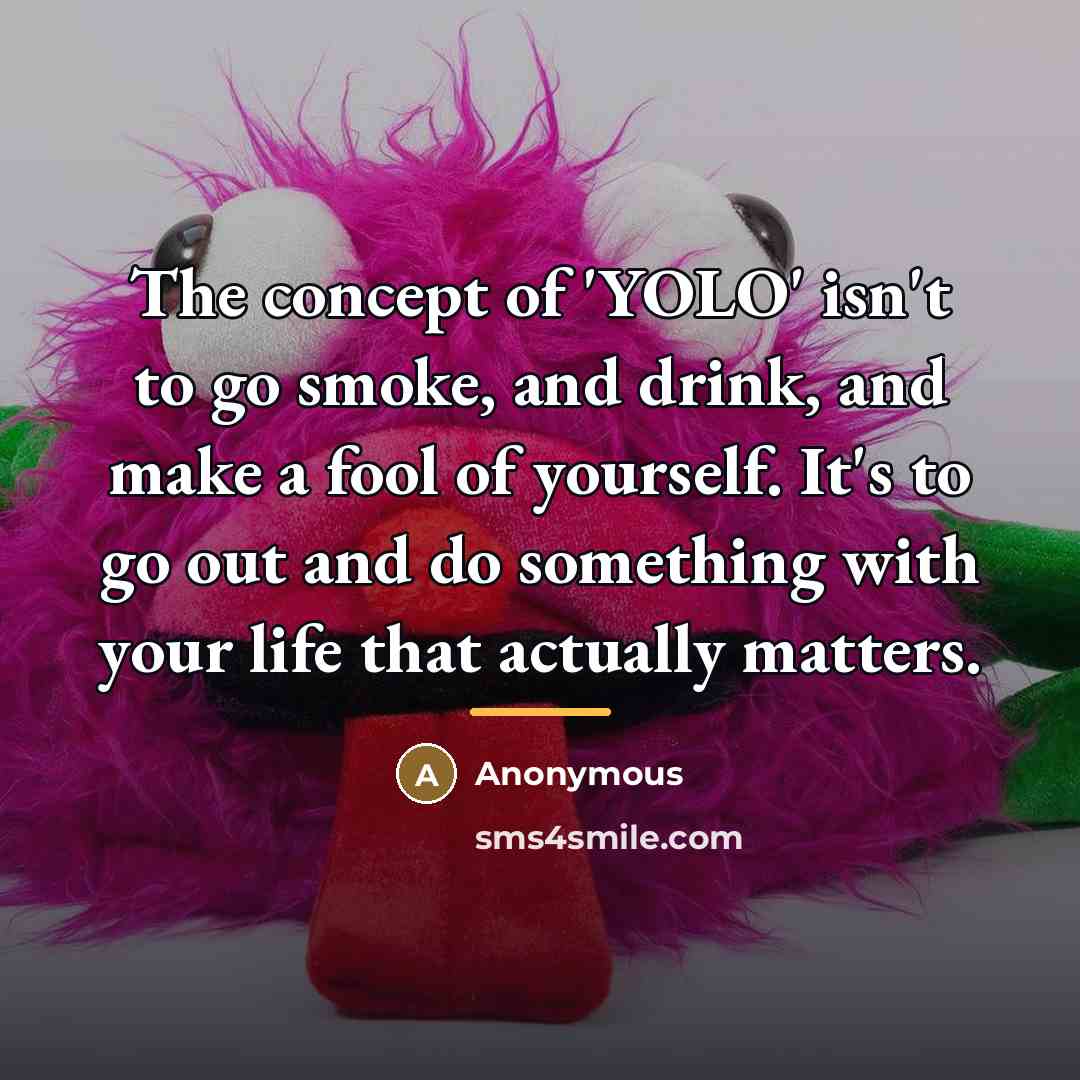 “The concept of 'YOLO' isn't to go smoke, and drink,…” quote by Anonymous
