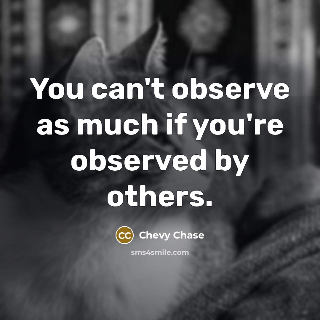 “You can't observe as much if you're observed by others.…” quote by Chevy Chase