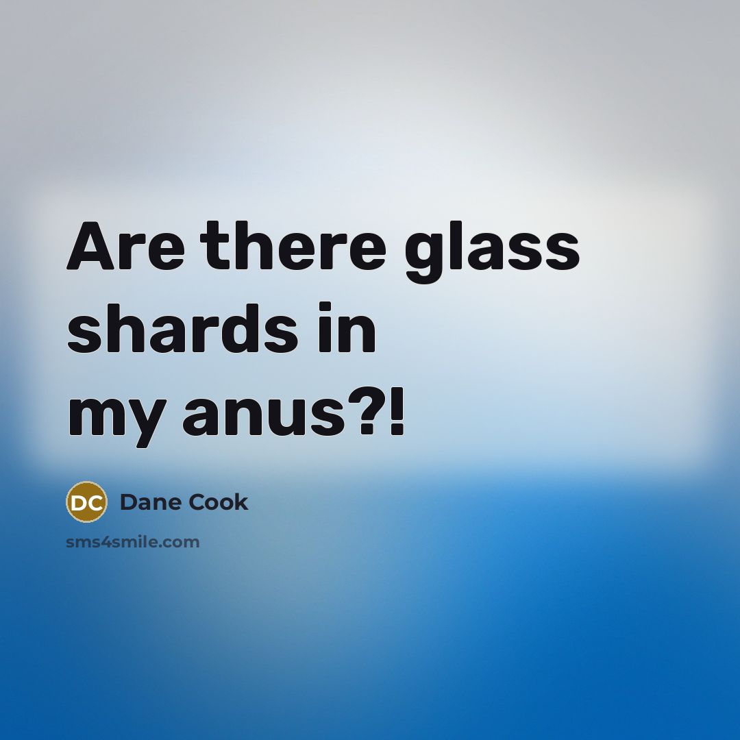“Are there glass shards in my anus?!…” quote by Dane Cook