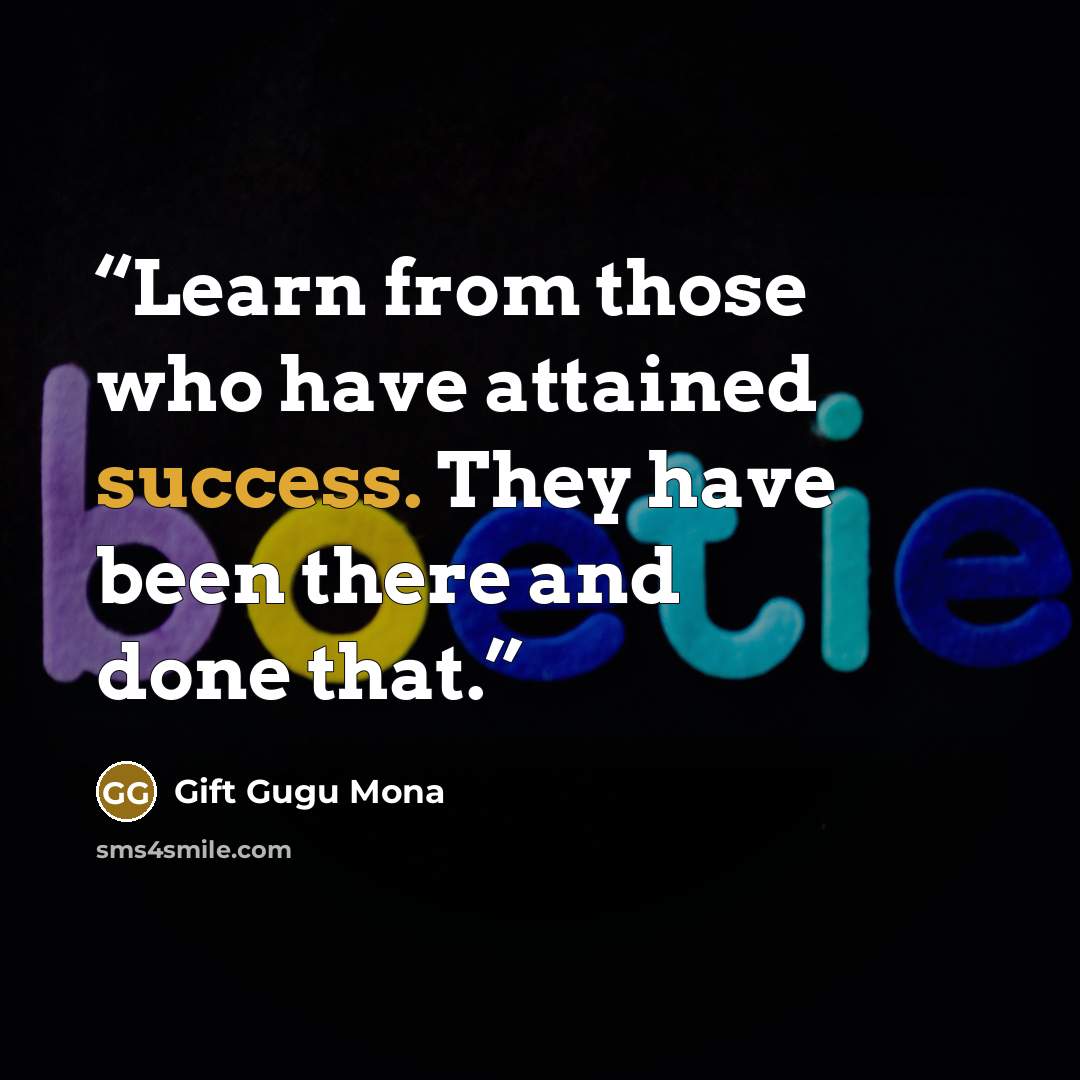 “Learn from those who have attained success. They have been there and done that.” quote by Gift Gugu Mona