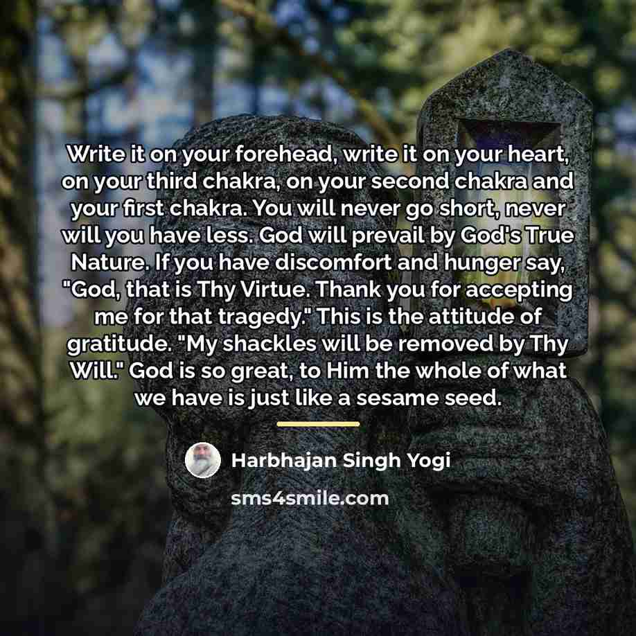 “Write it on your forehead, write it on your heart,…” quote by Harbhajan Singh Yogi