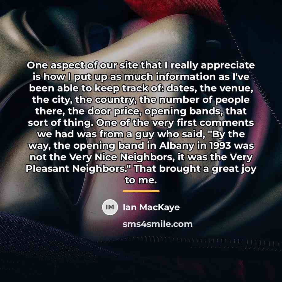 “One aspect of our site that I really appreciate is…” quote by Ian MacKaye