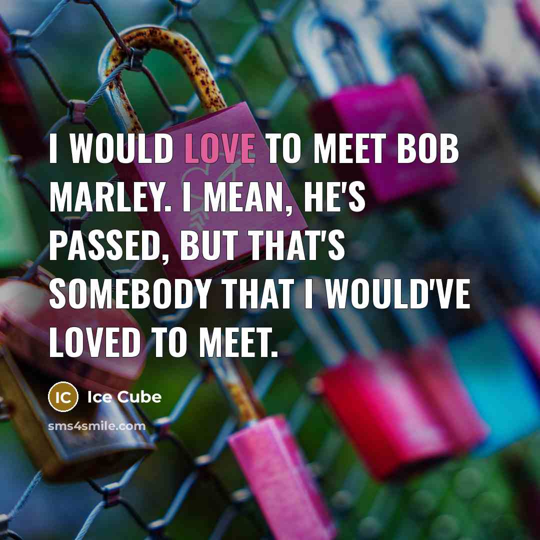 “I would love to meet Bob Marley. I mean, he's…” quote by Ice Cube
