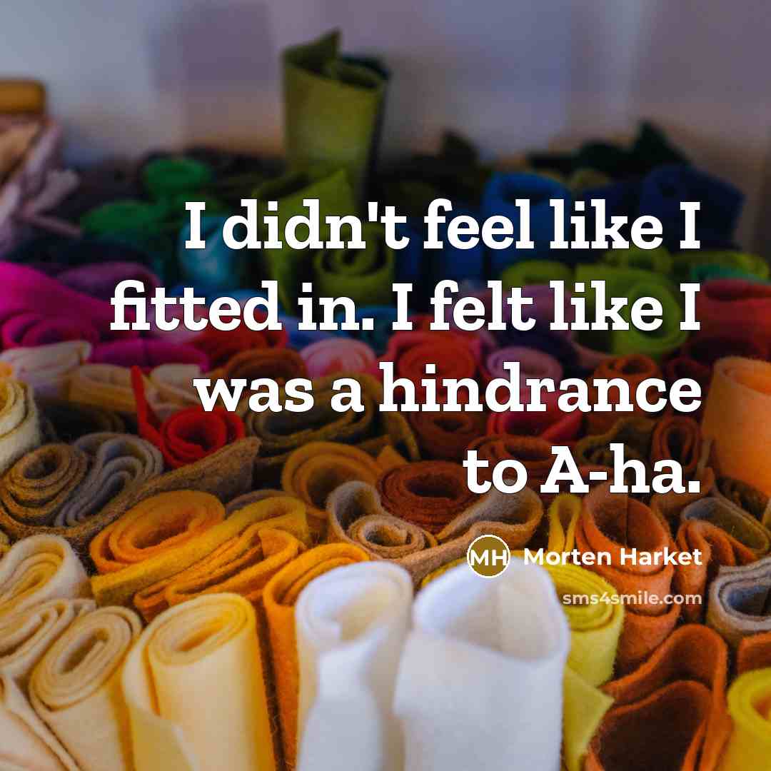 “I didn't feel like I fitted in. I felt like…” quote by Morten Harket