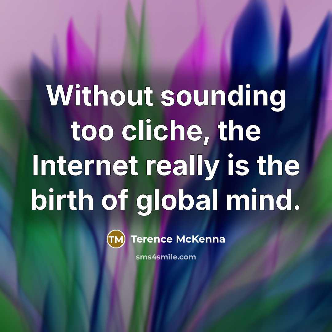 “Without sounding too cliche, the Internet really is the birth…” quote by Terence McKenna