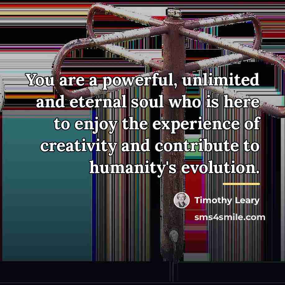 “You are a powerful, unlimited and eternal soul who is…” quote by Timothy Leary