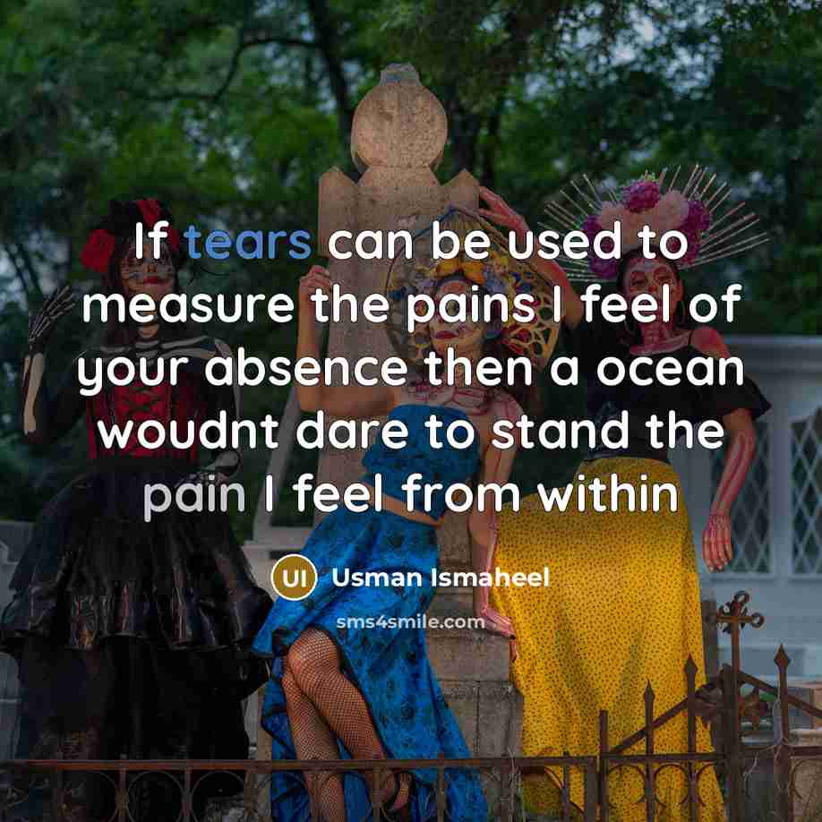 “If tears can be used to measure the pains I…” quote by Usman Ismaheel