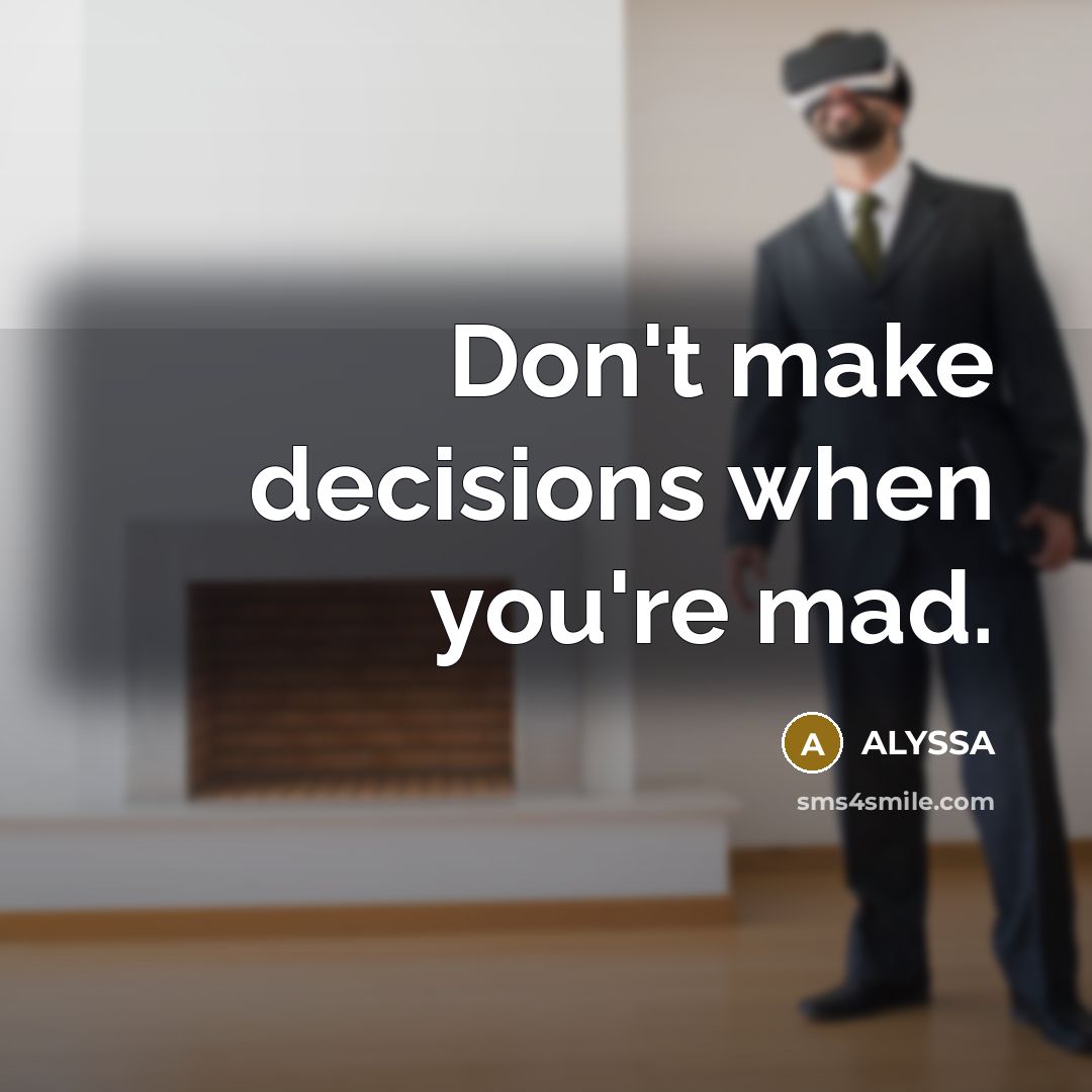“Don't make decisions when you're mad.…” quote by Alyssa