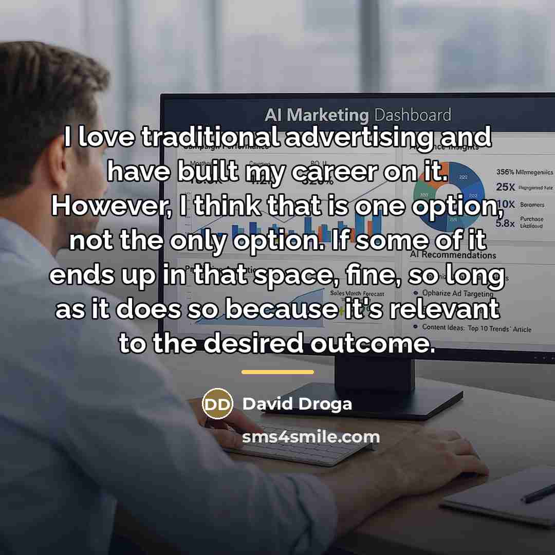 “I love traditional advertising and have built my career on…” quote by David Droga