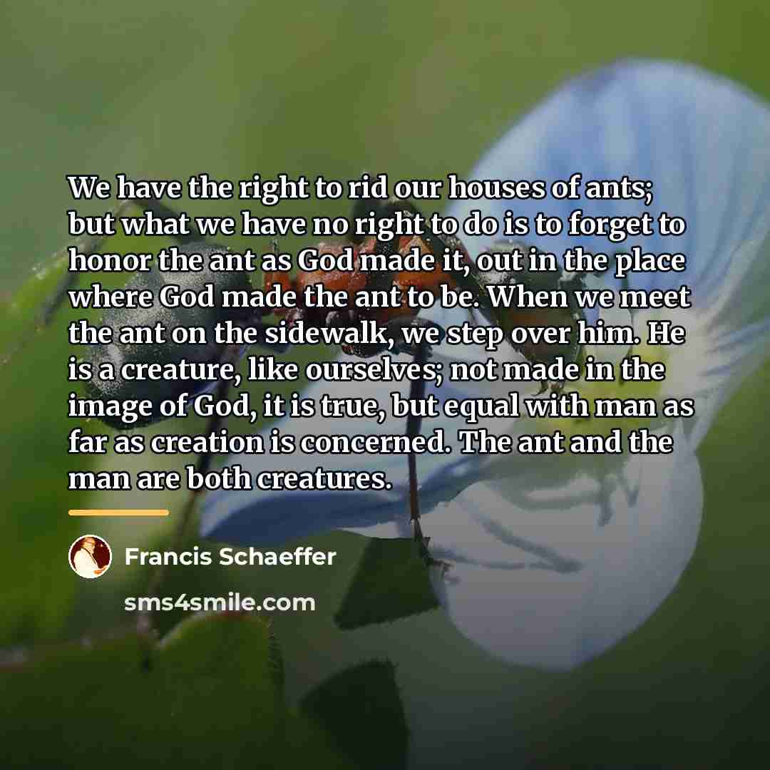 “We have the right to rid our houses of ants;…” quote by Francis Schaeffer
