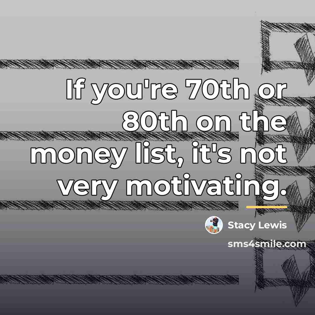 “If you're 70th or 80th on the money list, it's…” quote by Stacy Lewis