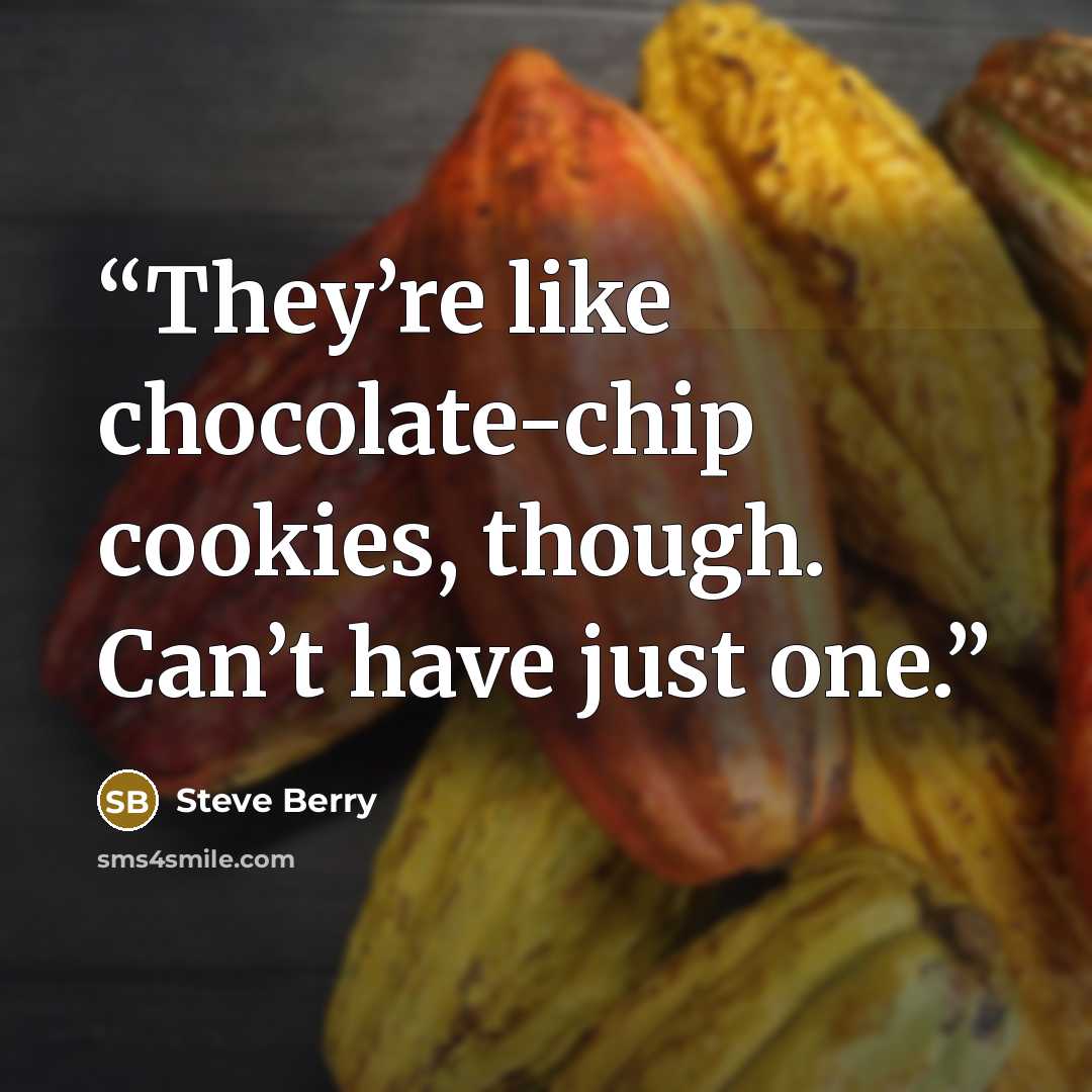 “They’re like chocolate-chip cookies, though. Can’t have just one.” quote by Steve Berry