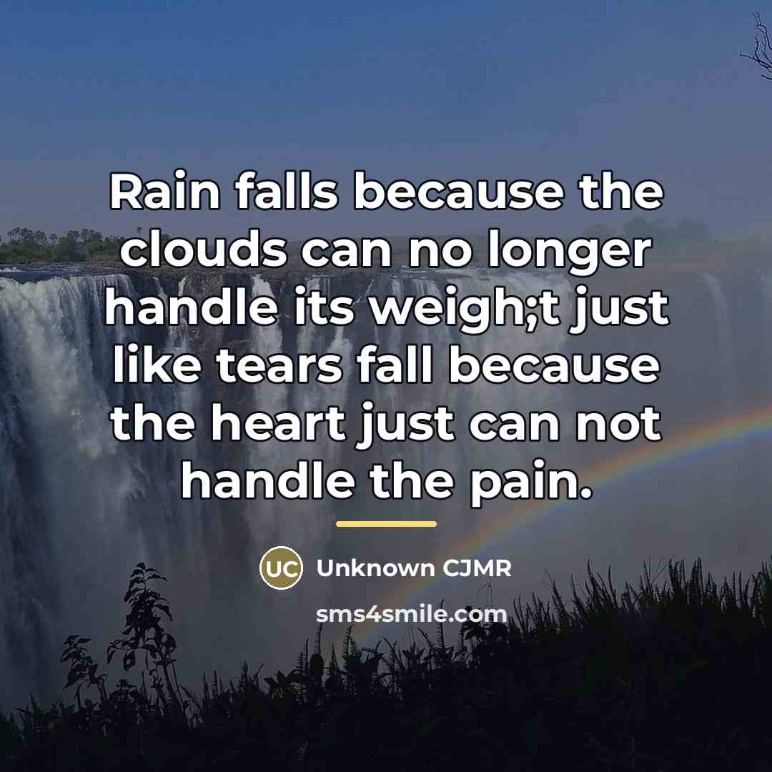“Rain falls because the clouds can no longer handle its…” quote by Cjmr