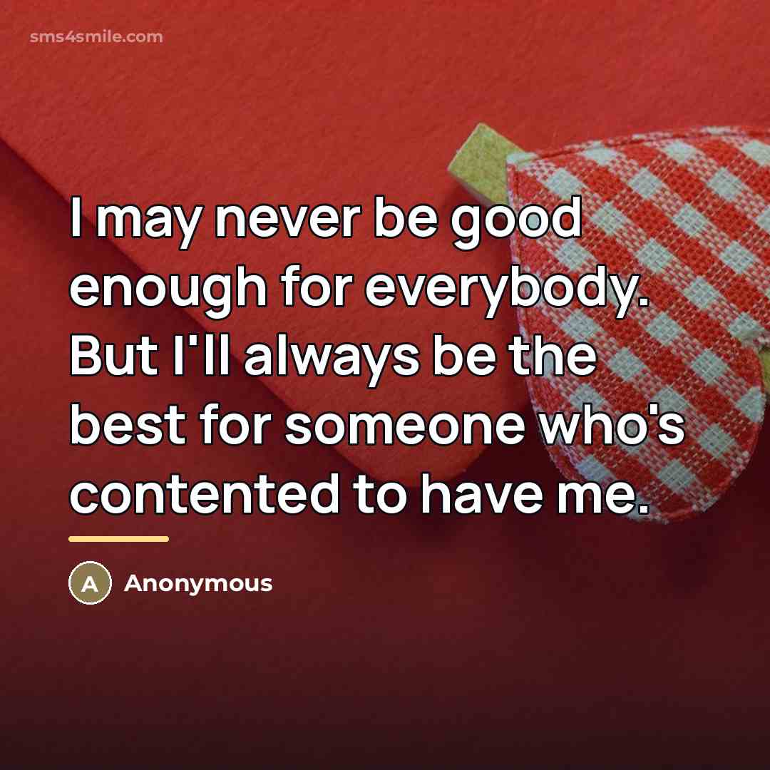 “I may never be good enough for everybody. But I'll…” quote by Anonymous