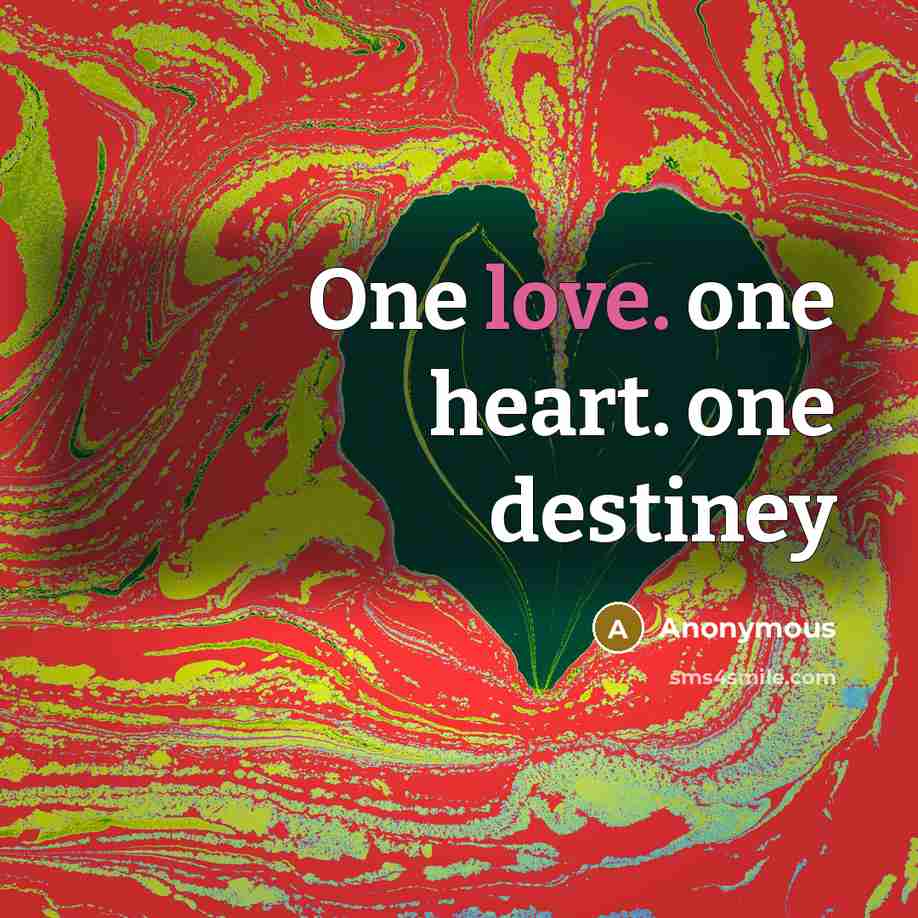 “One love. one heart. one destiney…” quote by Anonymous