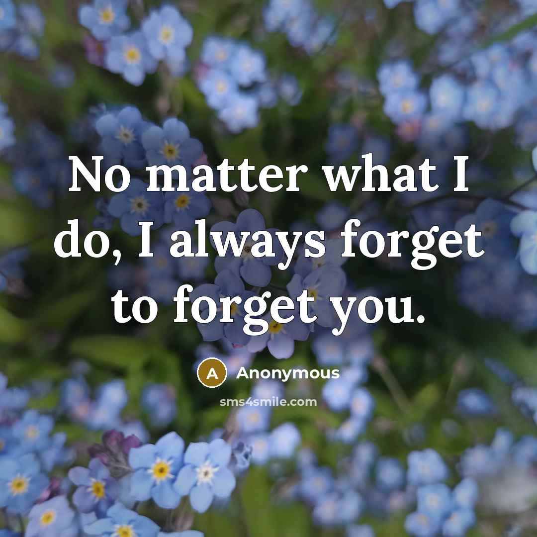 “No matter what I do, I always forget to forget you.” quote by Anonymous