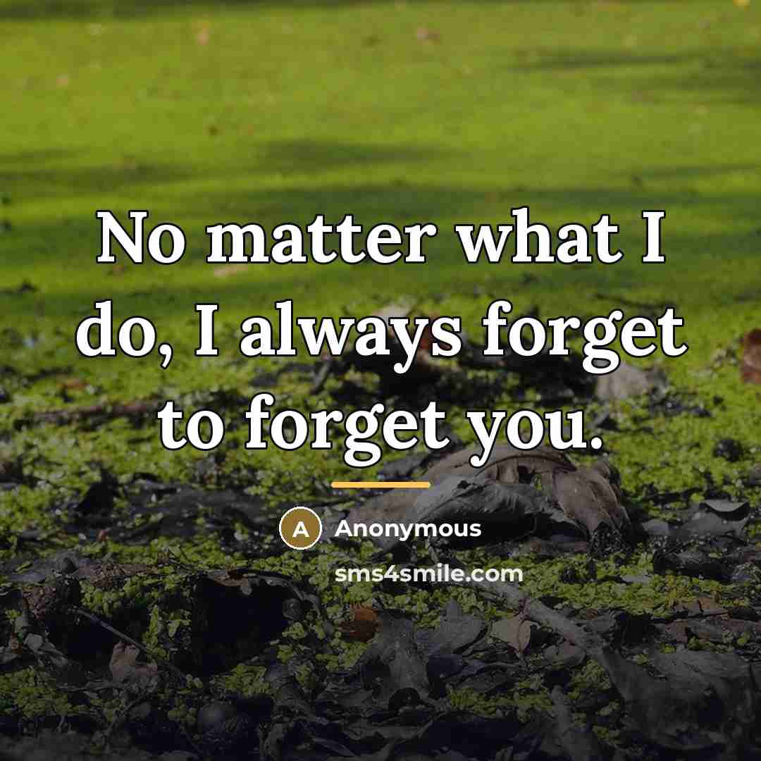 “No matter what I do, I always forget to forget…” quote by Anonymous
