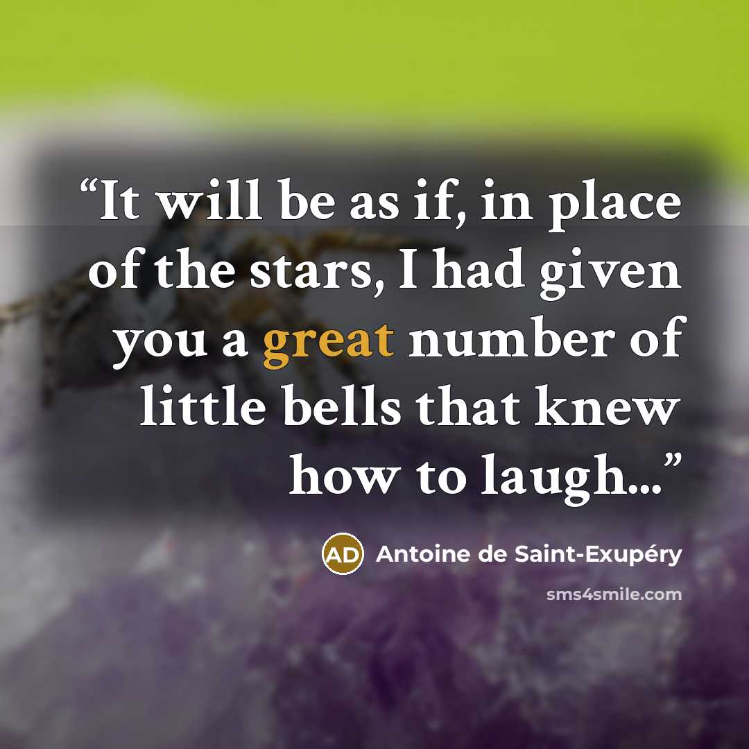 “It will be as if, in place of the stars, I had given you a great number of little bells that knew how to laugh...” quote by Antoine de Saint-Exupéry