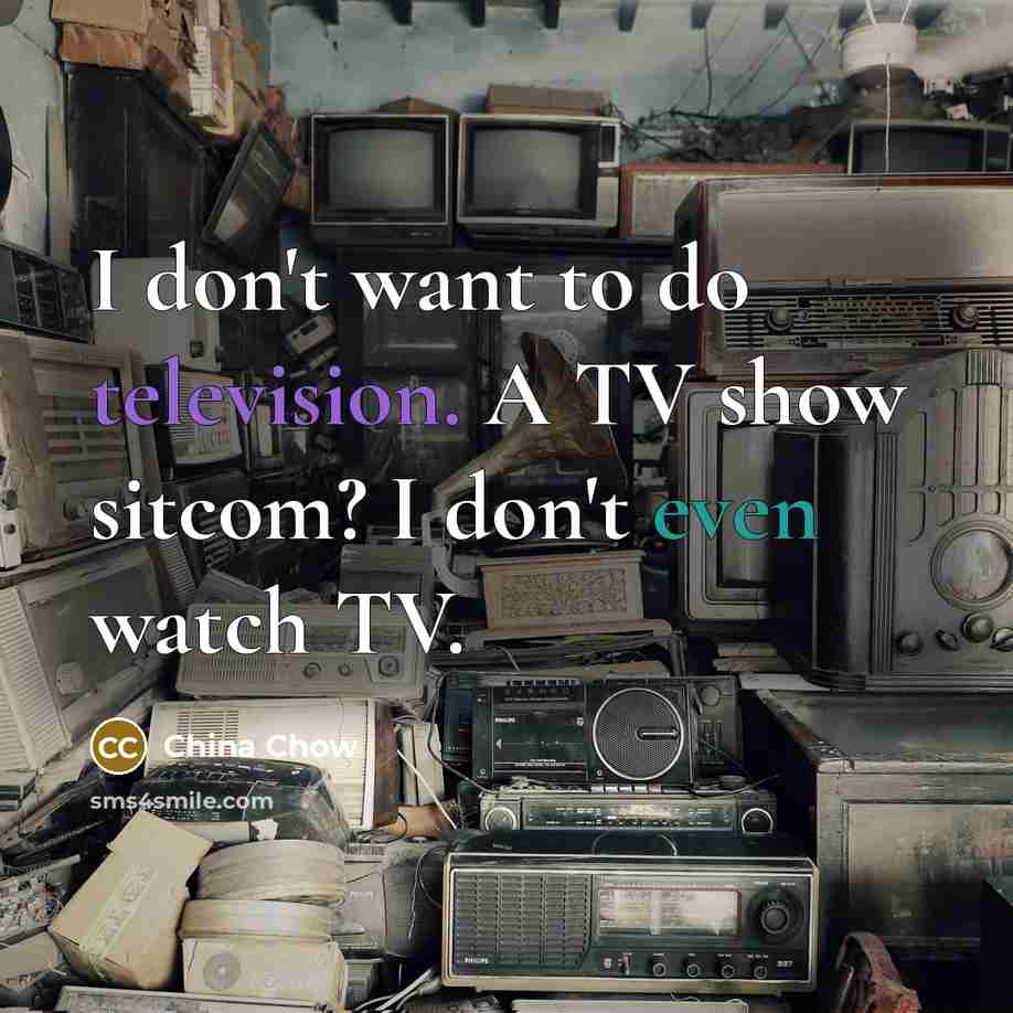 “I don't want to do television. A TV show sitcom?…” quote by China Chow