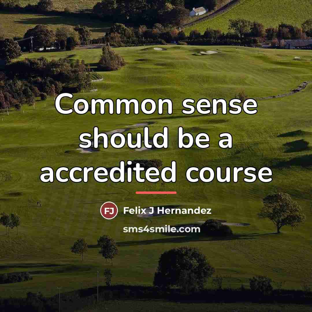 “Common sense should be a accredited course…” quote by Felix J Hernandez