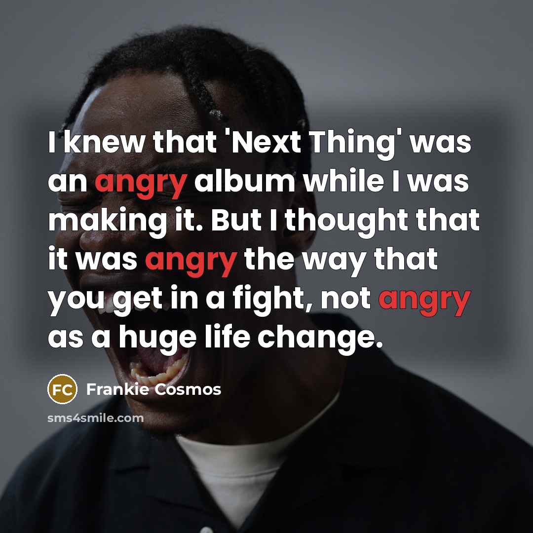 “I knew that 'Next Thing' was an angry album while…” quote by Frankie Cosmos